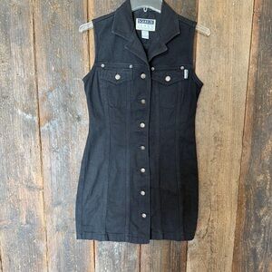 Vintage 90s Squeeze Black Denim Dress